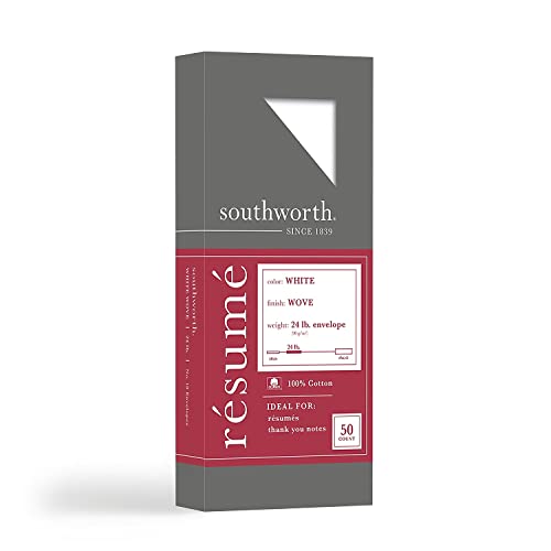 Southworth R1410L 100% Cotton #10 Resume Envelope 4 1/8 x 9 1/2 White 24lb Wove 50/Box (SOUR1410L) - Image 5