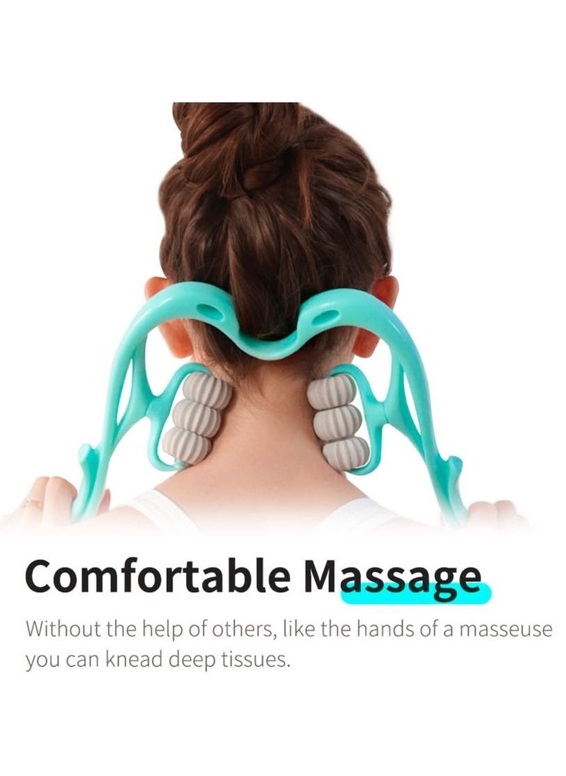 Loquat Neck massager neck roller Neck and Shoulder Handheld Massager with 6 Balls Massage Point Neck Pain Relief Massager for Deep Tissue in Neck Back Shoulder Waist and Legs - Image 3