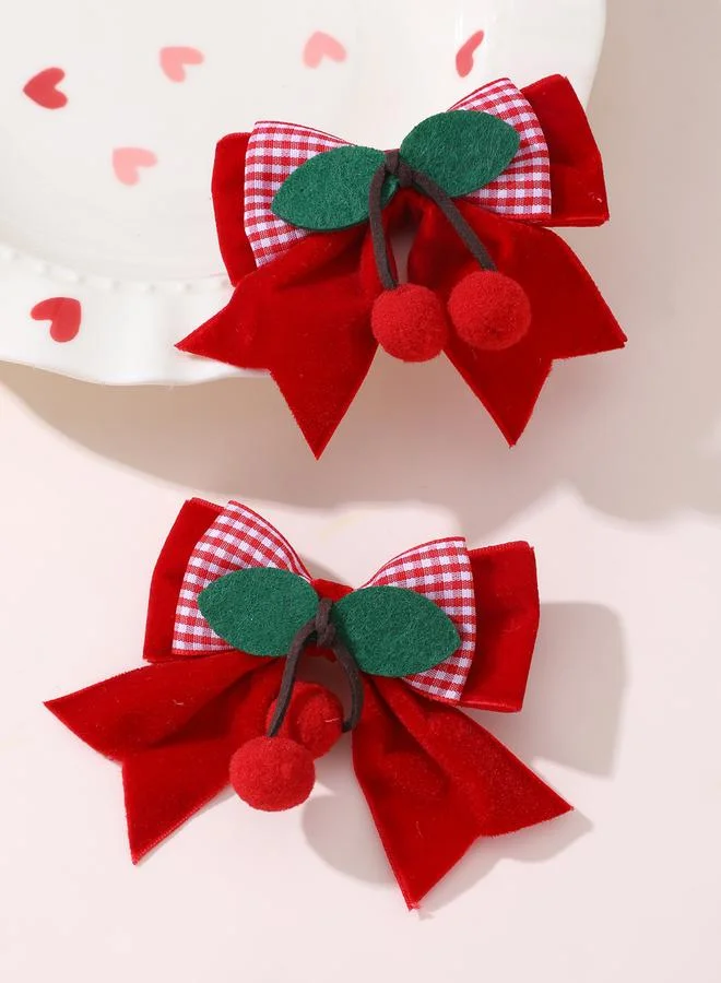 تايك تو طقم مشابك شعر بفيونكة كرز قطعتين