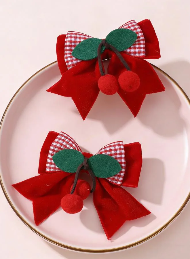 تايك تو طقم مشابك شعر بفيونكة كرز قطعتين