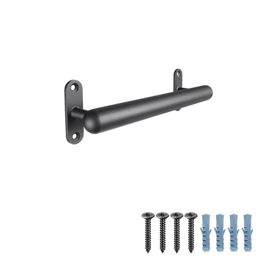 Dolibest 16 Inch Wall Mount Metal Handrail, Staircase Step Handrail, Non-Slip Safety Grab Handle, Barrier-Free Staircase Grab Bar for Elderly, Indoor & Outdoor Use, 1.3 Inch Round (Black) - Image 1