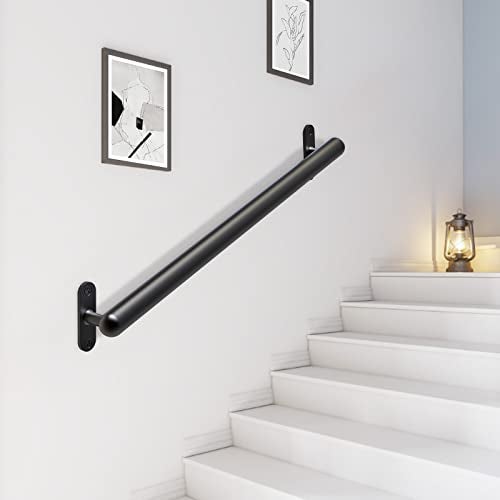 Dolibest 16 Inch Wall Mount Metal Handrail, Staircase Step Handrail, Non-Slip Safety Grab Handle, Barrier-Free Staircase Grab Bar for Elderly, Indoor & Outdoor Use, 1.3 Inch Round (Black) - Image 4