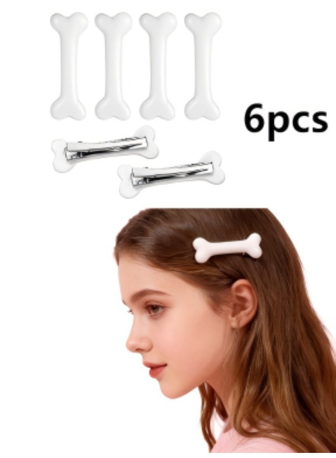 6 Pcs Bone Hair Clip, White Bones Hairpins Skull Skeleton HairPins for Women Girls White Dog Bone Clips Cosplay Costume Decorative Hair Pins Accessories, Daily Wear - Image 1