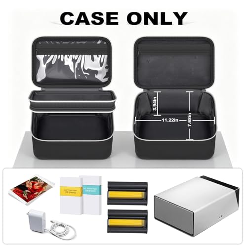 SAIKA Storage Case Compatible with Liene PixCut S1 Color Photo Sticker Printer, Bag Box for Die Cutting Machine,Holder Oragnizer for Thermal Printer，All-in-One Protector Black(Case Only) - Image 2