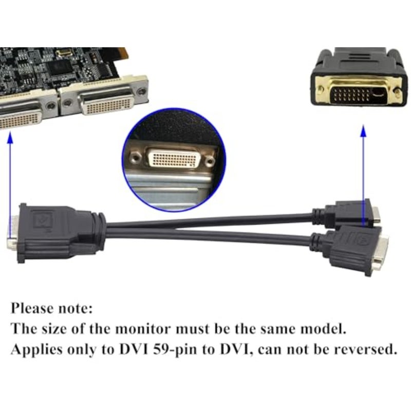 موصل كابل مقسم DMS-59 إلى 2 DVI 24+1 لإعدادات الشاشة المزدوجة أو كمحول DVI Y سلك دونجل - 10 بوصة - Image 5