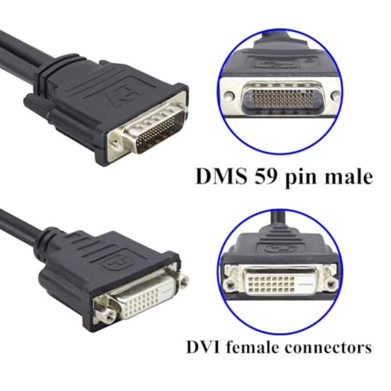 موصل كابل مقسم DMS-59 إلى 2 DVI 24+1 لإعدادات الشاشة المزدوجة أو كمحول DVI Y سلك دونجل - 10 بوصة - Image 3