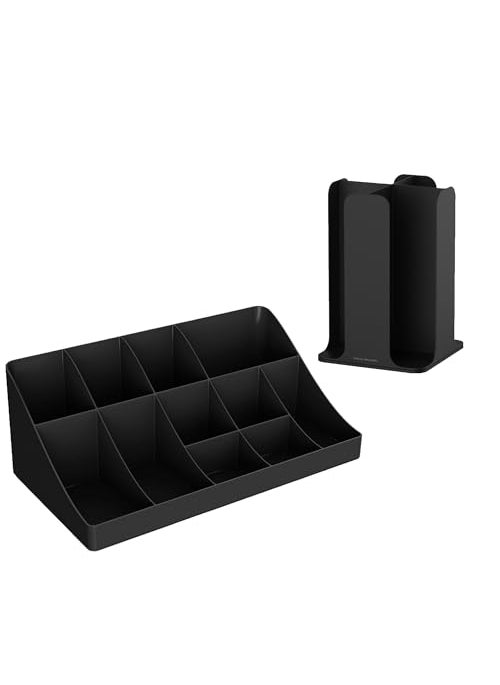 Mind Reader Mind Reader Cup Carousel and Condiment Organizer Set Countertop Org Coffee Bar 775L x 775W x 115H 2 Pcs Black 
