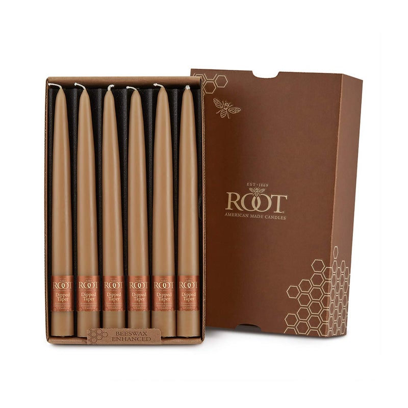 Root Candles Unscented Dinner Candles Premium Beeswax Blend Boxed Candle Set, 9-Inch, Beeswax, 12-Count - Image 1