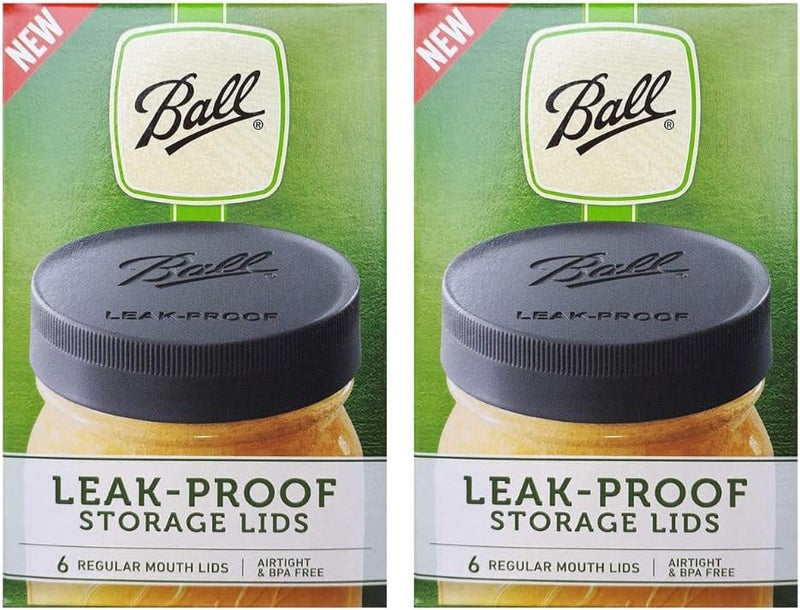 Ball Leak-Proof Plastic Lids for Glass Mason Jars, Used for Canning, Pickling, Juice, Jam, Jelly (Regular, 6 Count (Pack of 2)) - Image 1