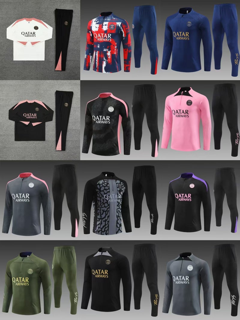 23-24-25 Paris Series Winter Long-Sleeved Half-Pull Pre-Match Training Suit Adult Children'S Jersey Same Style Football Suit - Image 2