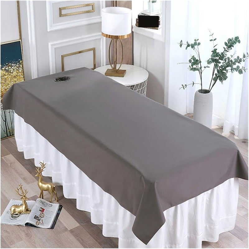 Beauty Bed Cover Bed Sheet Beauty Salon Massage Special Breathable Perforated Flat Bed Sheets for Spa Clubs(Grey,190X118cm with Hole) - Image 1