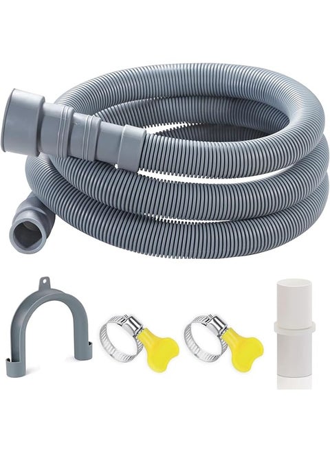 Washing Machine Drain Hos 2M Universal Drain Hose Extension Pipe Kit Flexible Portable Discharge Washer Hoses Easy To Install Washer Hoses With 1 Adapter 1 U Bend Bracket 2 Hose Clip