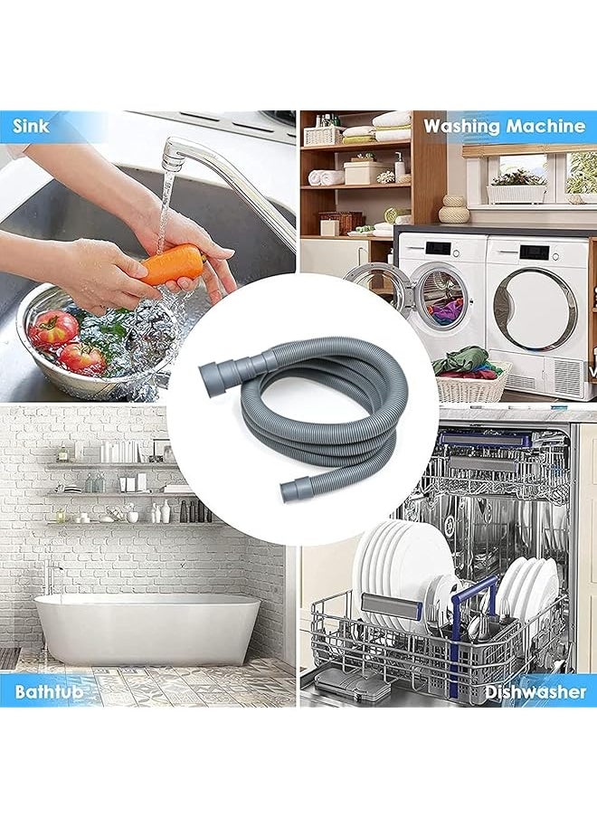 Washing Machine Drain Hos 2M Universal Drain Hose Extension Pipe Kit Flexible Portable Discharge Washer Hoses Easy To Install Washer Hoses With 1 Adapter 1 U Bend Bracket 2 Hose Clip