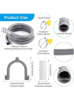 Bolivia's Washing Machine Drain Hos 2M Universal Drain Hose Extension Pipe Kit Flexible Portable Discharge Washer Hoses Easy To Install Washer Hoses With 1 Adapter 1 U Bend Bracket 2 Hose Clip  - Image 5