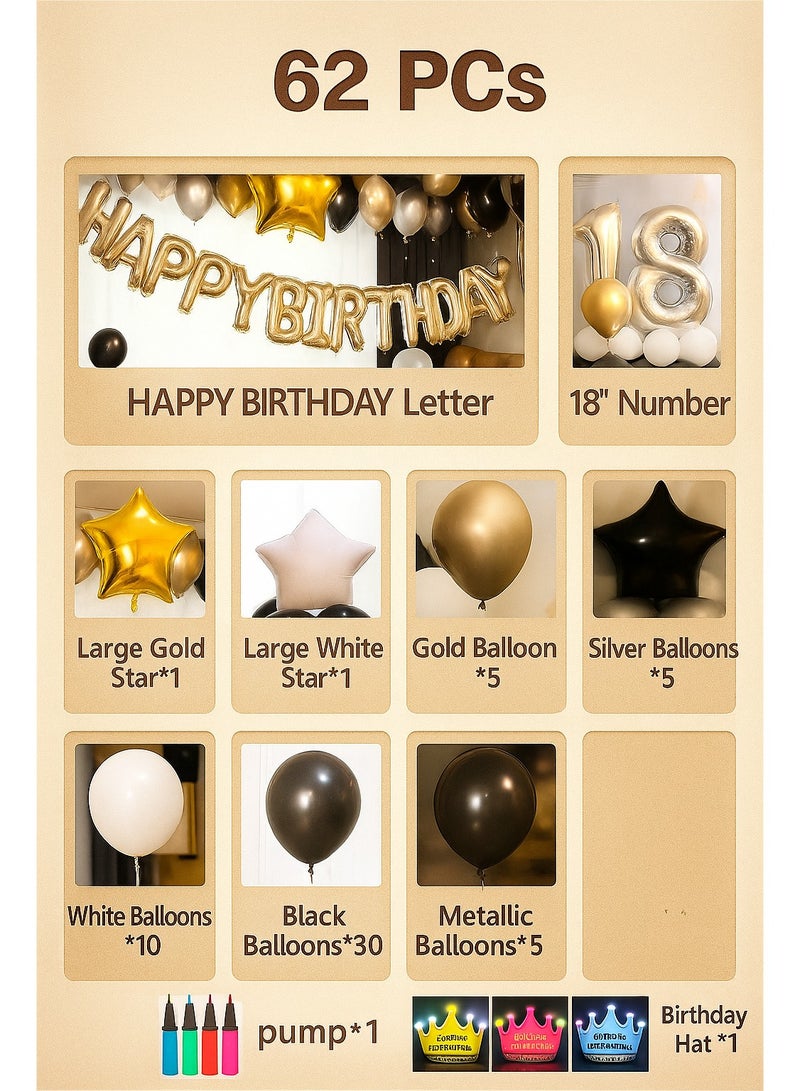 Birthday Party Decorations, Colorful Birthday Decoration Set with 45 Balloons, 3 Stars Toppers,1 Crown Topper,  birthday hat, 1 Pump and Other Accessaries, Creative Party Decorations Set, Happy Birthday Banner, Easy to Assemble - Image 3