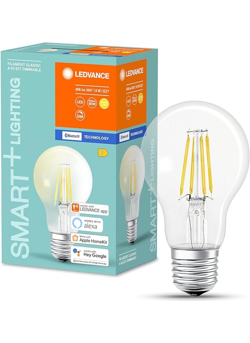 LEDVANCE LEDVANCE Smart Led Lamp With Bluetooth E27 Filament Dimmable Replaces Incandescent Lamps With 50 W Warm White (2700 k) Controllable With Google Alexa And Apple Voice Control  - Image 3