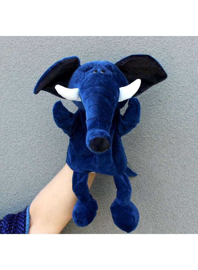 Full-body Hand Doll Toy Animal Gloves Doll Open Mouth Ventroll Doll Parent-child Interactive Performance Early Childhood Education-Color:Blue Elephant-Height:30cm Large Hand Puppet  - Image 1
