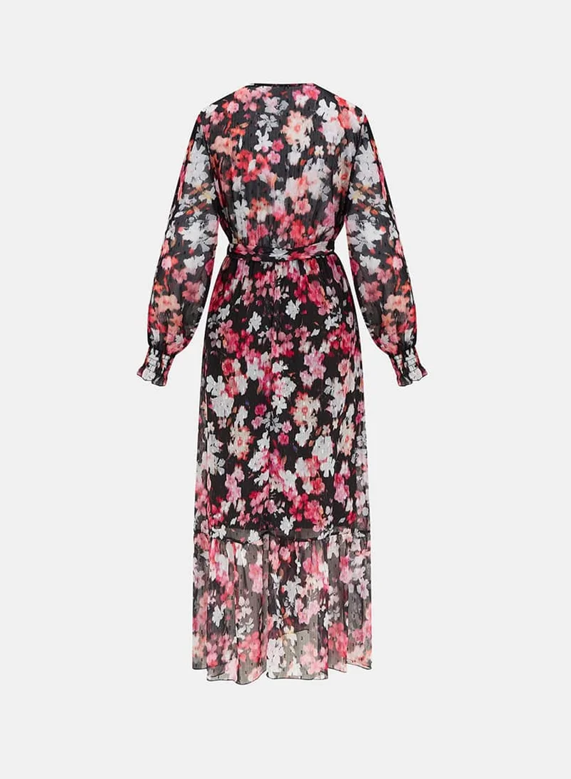 Needs No Label  Black Floral Chiffon Maxi Dress for Women | Best Price UAE