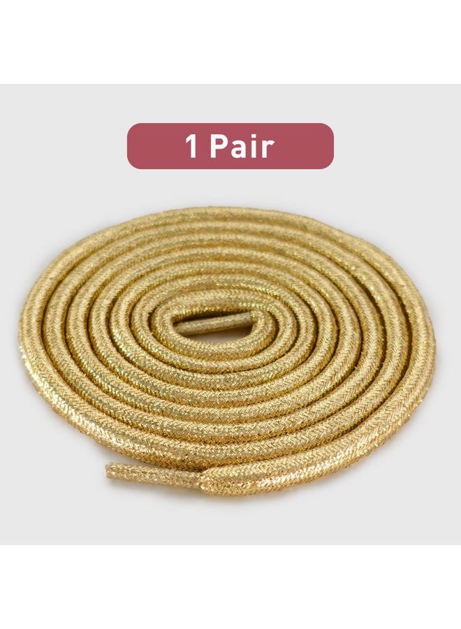 UamGlsob 4MM Round Glitter Shoe Laces,5/32" Colorful Sparkly Metallic Sparkle Shoelaces Replacement Strings for Sneaker Boots, Golden, 47"/120cm - Image 2