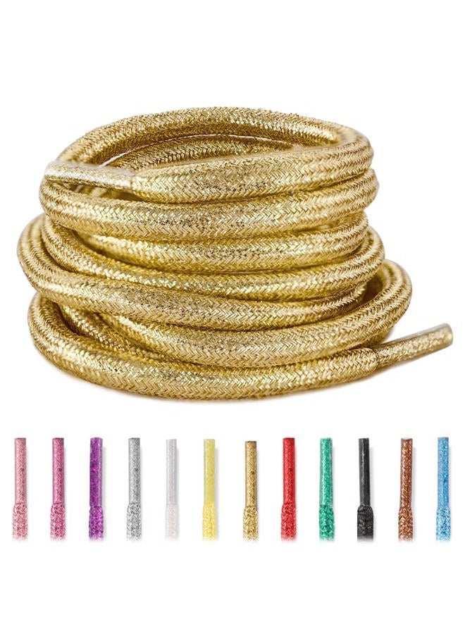 UamGlsob 4MM Round Glitter Shoe Laces,5/32" Colorful Sparkly Metallic Sparkle Shoelaces Replacement Strings for Sneaker Boots, Golden, 47"/120cm - Image 1