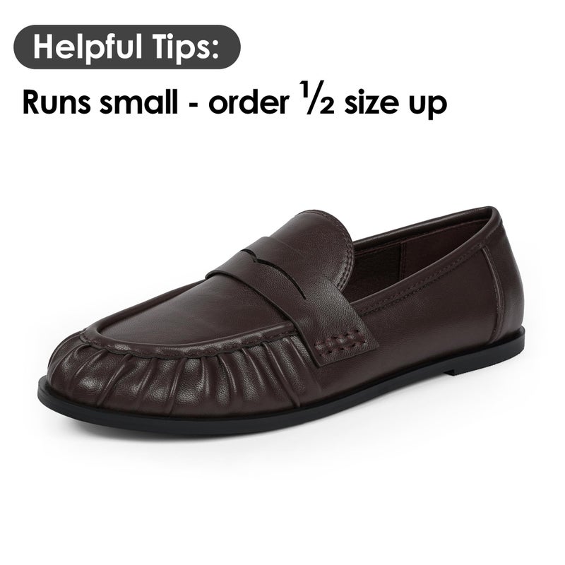 QIY Chocolate Loafers for Women 2026 Dark Brown Flats Shoes Women Dressy Comfortable Walking Moccasins Faux Leather Loafers Slip on Shoes Comfortable Work Flats Size 6 - Image 4