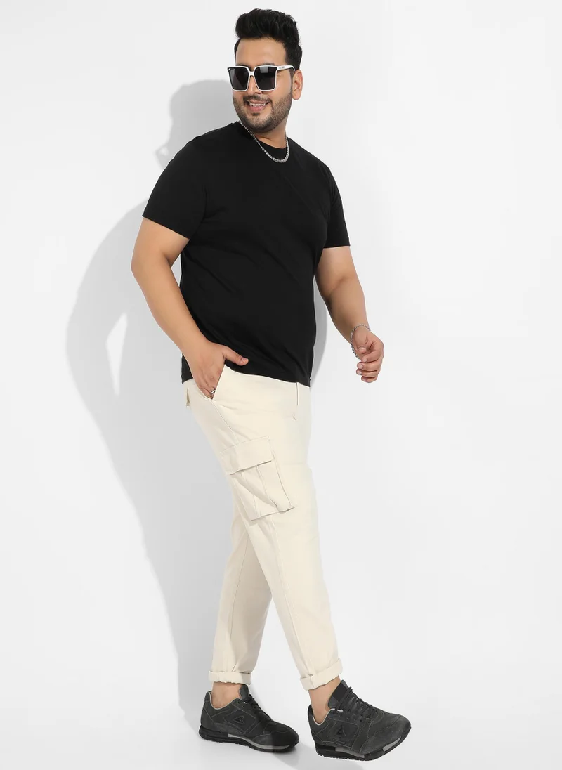 Instafab Plus  Instafab Plus Men's Pale Yellow Cargo Trousers for Men | Best Price UAE