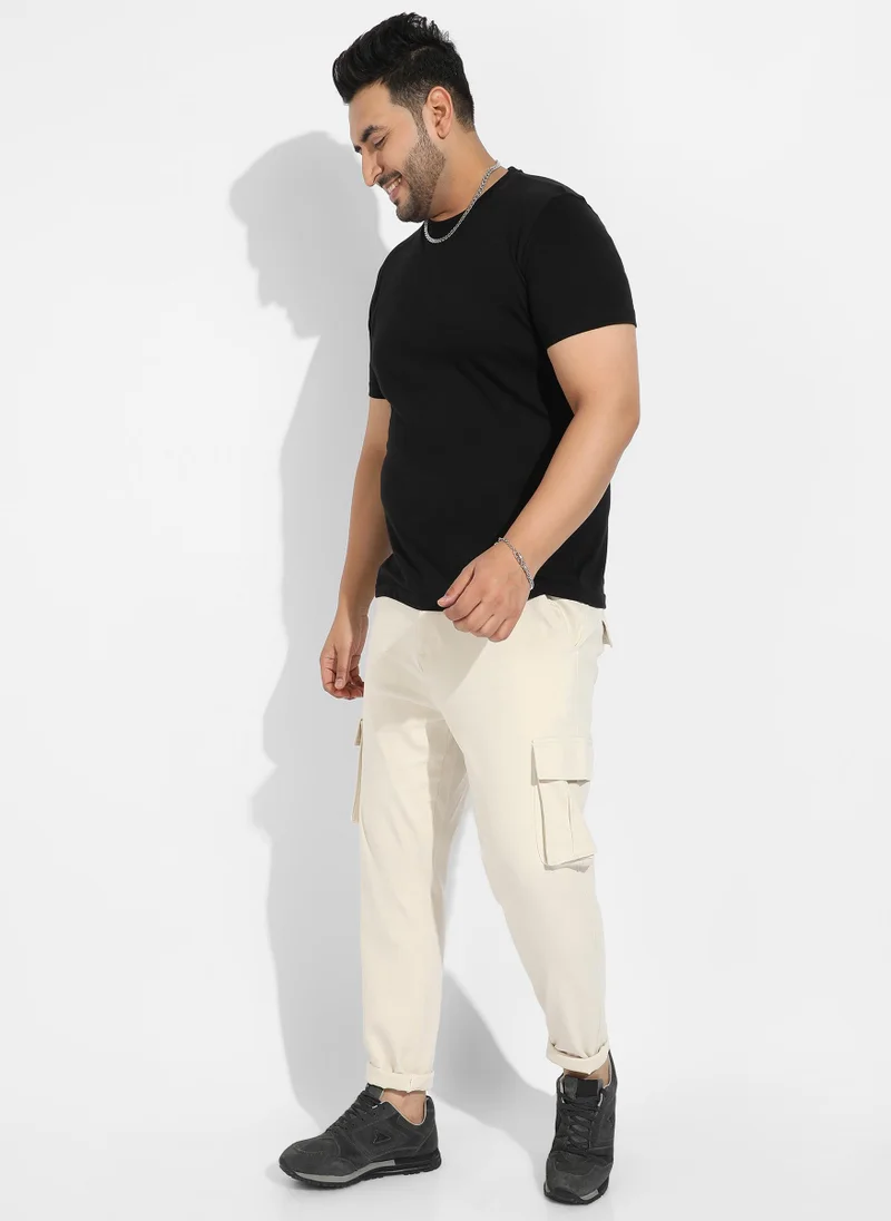 Instafab Plus  Instafab Plus Men's Pale Yellow Cargo Trousers for Men | Best Price UAE
