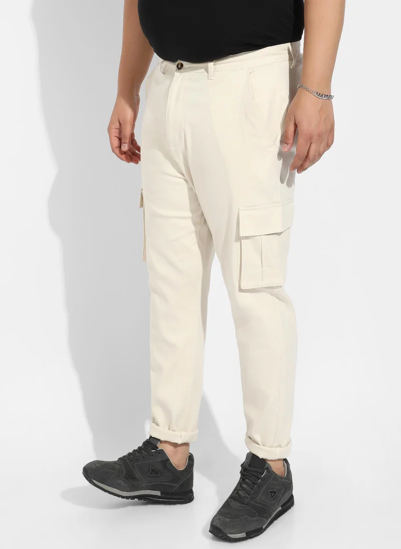 Instafab Plus  Instafab Plus Men's Pale Yellow Cargo Trousers for Men | Best Price UAE