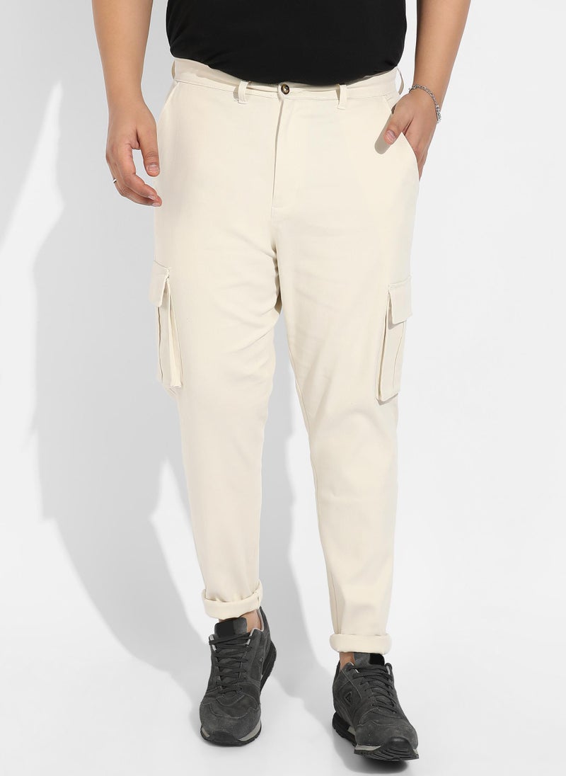 Instafab Plus Men's Pale Yellow Cargo Trousers - Image 2