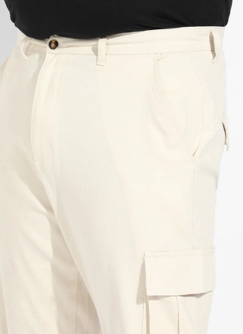 Instafab Plus  Instafab Plus Men's Pale Yellow Cargo Trousers for Men | Best Price UAE
