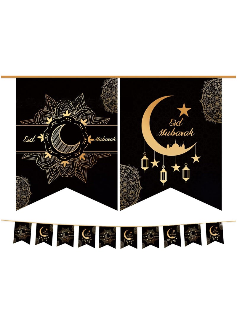 AUTOYSUR ديكورات لافتات رمضان للمنزل، لافتة عيد مبارك، لافتة رمضان كريم، ديكورات حفلات، لافتة ترحيب لعيد مبارك، لوازم حفلات باب المنزل (أسود)  - Image 1