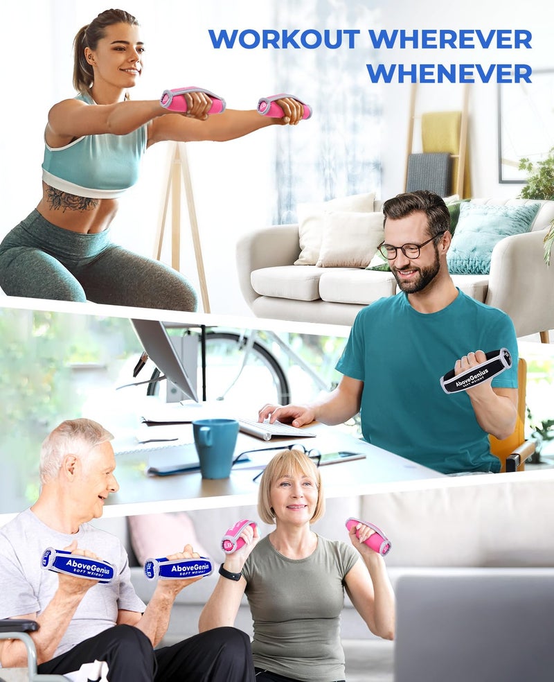 AboveGenius Hand Weights for Women Men, Soft Dumbbells Set of 6(1lb 2lb 3lb Each Pack) for Dumbbell Walking Weight Sets with Hand Strap for Workout Running, Jogging and Physical Therapy, Mothers Day Gifts for Mom - Image 5