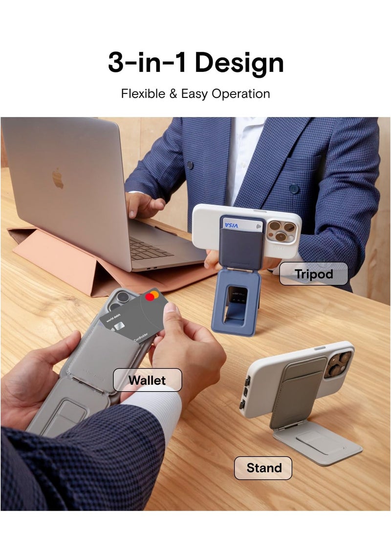 erorex Tripod Wallet, MagSafe Wallet Tripod Stand, NFC-Supported Phone Wallet, Pocket-Size Selfie Stick, Leather & Adjustable Angle Magnetic Phone Card Holder, Travel Essential  - Image 4