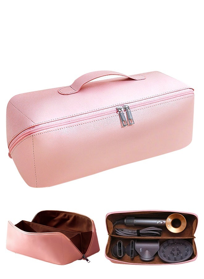 nafas Portable Travel Bag for Dyson Airwrap,Pink PU Leather Waterproof Dustproof Shockproof Durable,Travel Case for Dyson with Soft Lining,Hair Tools Travel Bag for Travel Storage Protection Organizer - Image 1