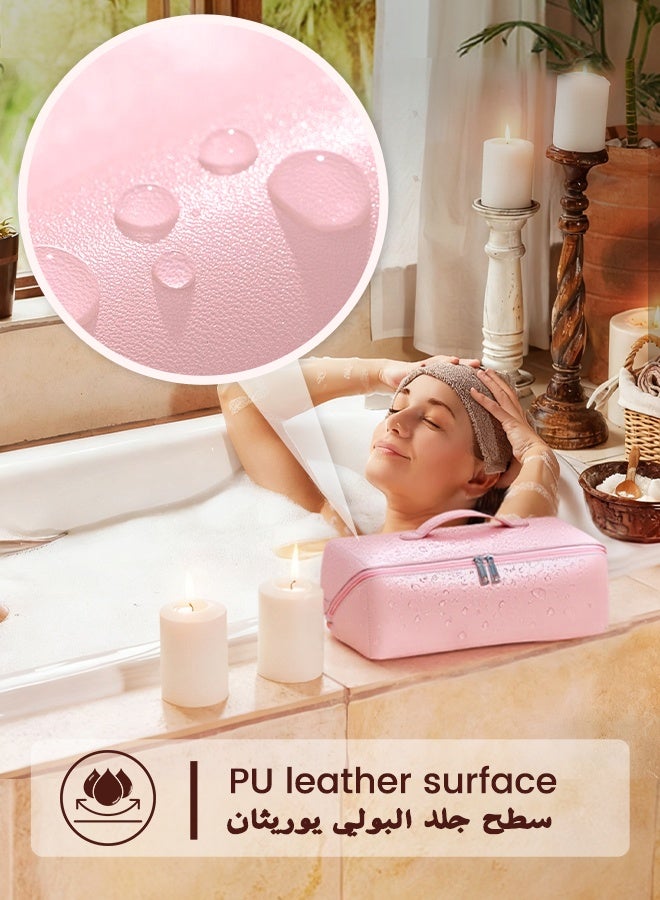 nafas Portable Travel Bag for Dyson Airwrap,Pink PU Leather Waterproof Dustproof Shockproof Durable,Travel Case for Dyson with Soft Lining,Hair Tools Travel Bag for Travel Storage Protection Organizer - Image 5