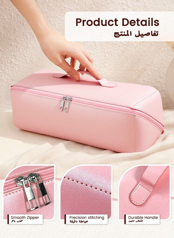 nafas Portable Travel Bag for Dyson Airwrap,Pink PU Leather Waterproof Dustproof Shockproof Durable,Travel Case for Dyson with Soft Lining,Hair Tools Travel Bag for Travel Storage Protection Organizer - Image 2