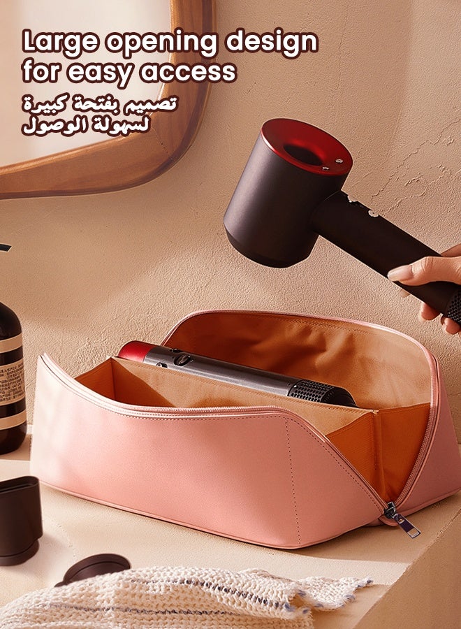 nafas Portable Travel Bag for Dyson Airwrap,Pink PU Leather Waterproof Dustproof Shockproof Durable,Travel Case for Dyson with Soft Lining,Hair Tools Travel Bag for Travel Storage Protection Organizer - Image 3