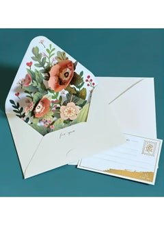 Generic 4pcs Delightful 3D Flower Pop-Up Card Set With Envelope and Tag for Birthday Anniversary  - Image 4