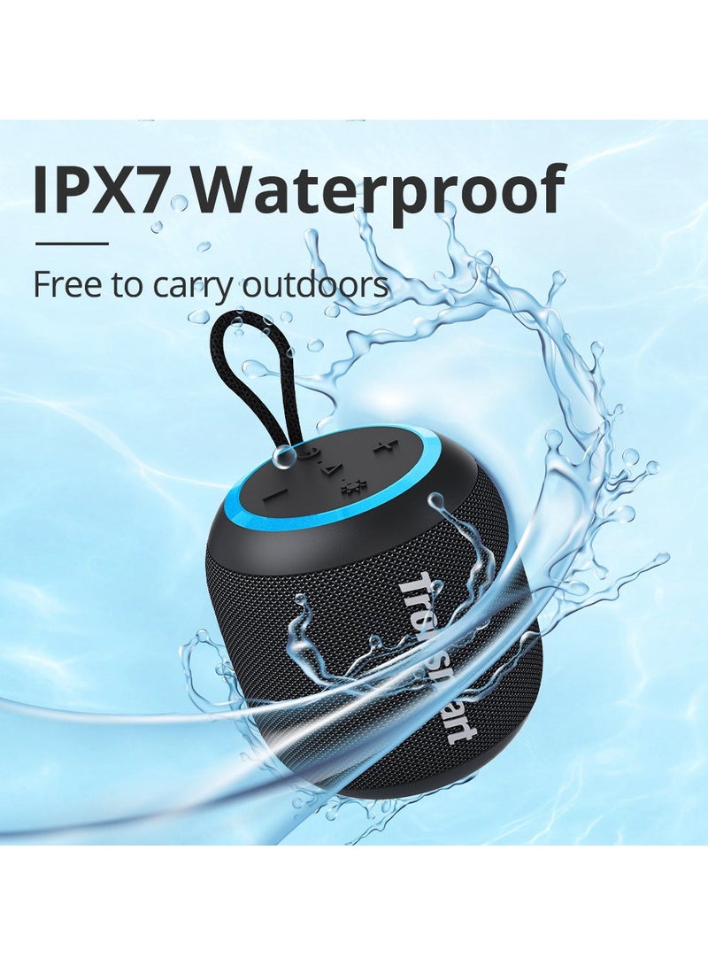 Tronsmart T7 Mini 15W Portable Outdoor Speaker, Ultra Compact & Portable, Bluetooth V5.3, IPX7 Waterproof, Various LED Modes, Battery 2500mAh, Up to 18 hours Playtime, AUX, Micro SD, TF Card - Black - Image 1