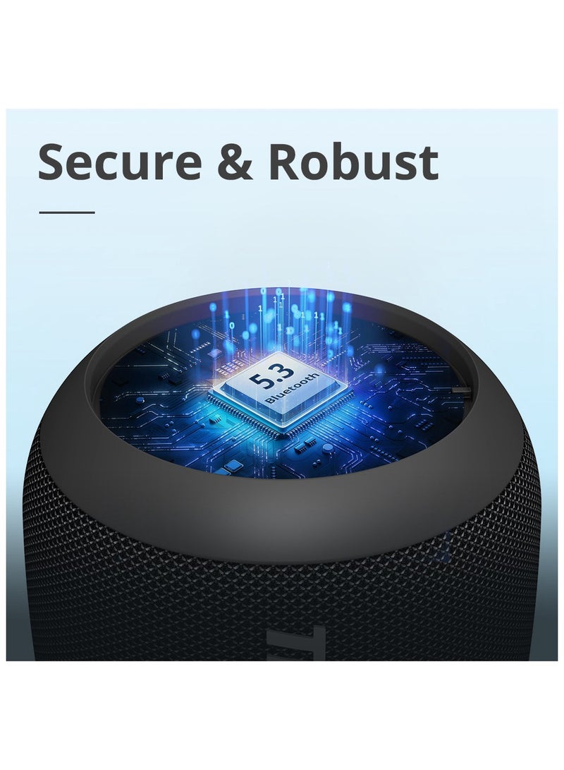 Tronsmart T7 Mini 15W Portable Outdoor Speaker, Ultra Compact & Portable, Bluetooth V5.3, IPX7 Waterproof, Various LED Modes, Battery 2500mAh, Up to 18 hours Playtime, AUX, Micro SD, TF Card - Black - Image 4