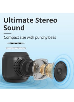 Tronsmart Tronsmart T7 Mini 15W Portable Outdoor Speaker, Ultra Compact & Portable, Bluetooth V5.3, IPX7 Waterproof, Various LED Modes, Battery 2500mAh, Up to 18 hours Playtime, AUX, Micro SD, TF Card - Black  - Image 3