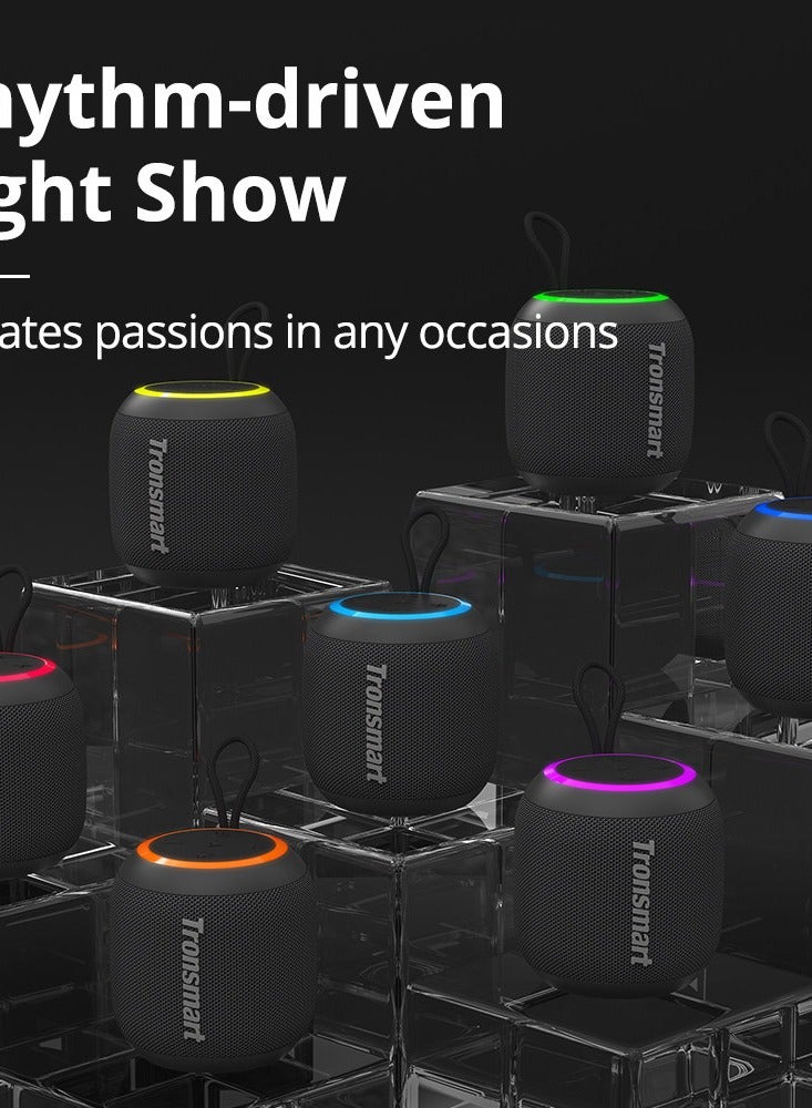 Tronsmart T7 Mini 15W Portable Outdoor Speaker, Ultra Compact & Portable, Bluetooth V5.3, IPX7 Waterproof, Various LED Modes, Battery 2500mAh, Up to 18 hours Playtime, AUX, Micro SD, TF Card - Black - Image 5