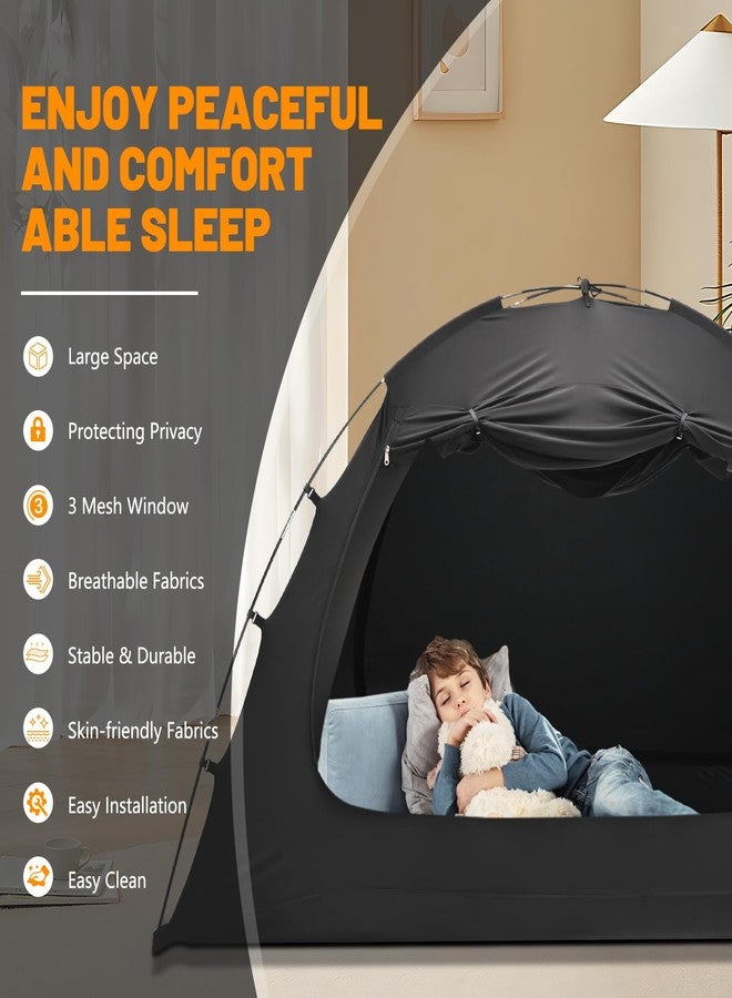 SUNYRISY Bed Tent Twin Size Bed Canopy, Indoor Tent for Adult and Kids, 3 Doors Breathable Dream Tent, 80% Blackout Private Space Sleeping Tents - Image 4