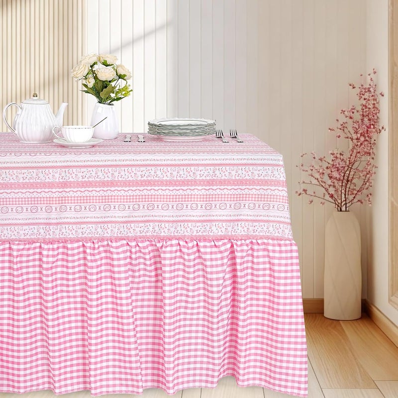 SoarDream Easter Tablecloth Pink Bunny Easter Ruffle Waterproof Table Cloth - 90 x 132 Inch Spring Flower Rabbit Eggs Rectangle Table Covers for Holiday Picnic Baby Shower Birthday Wedding Party Decoration - Image 1