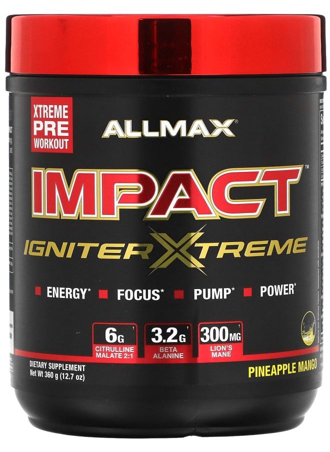 Allmax IMPACT™ IGNITER XTREME Pre-Workout Pineapple Mango 12.7 oz (360 g) 