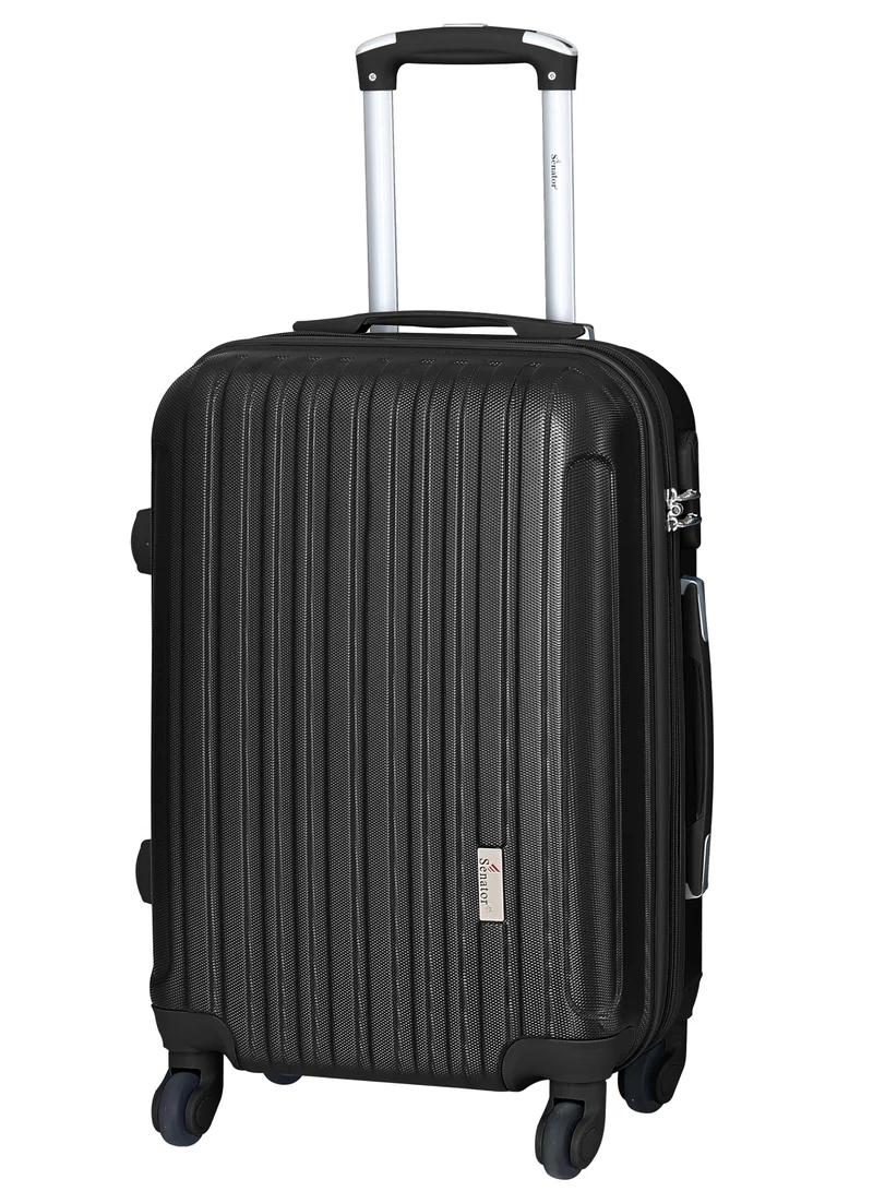 SENATOR Hard Case Travel Bag Cabin Luggage Trolley ABS Lightweight Suitcase with 4 Spinner Wheels KH132, Black
