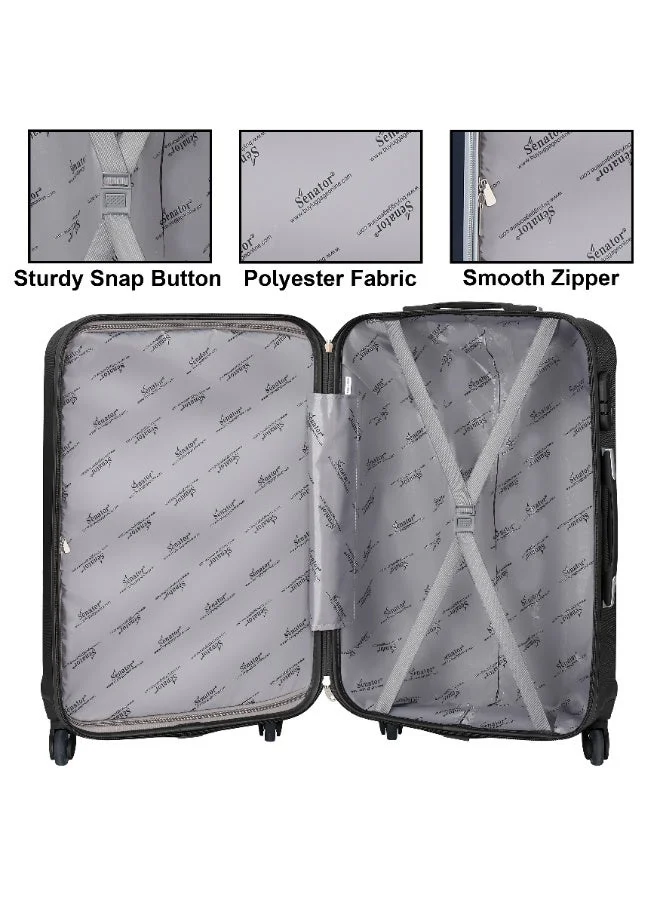 Senator 20 Hard Case Travel Bag Cabin Luggage Trolley ABS Lightweight Suitcase with 4 Spinner Wheels KH132, Black  | Best Price UAE