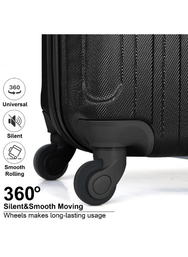 Senator 20 Hard Case Travel Bag Cabin Luggage Trolley ABS Lightweight Suitcase with 4 Spinner Wheels KH132, Black  | Best Price UAE