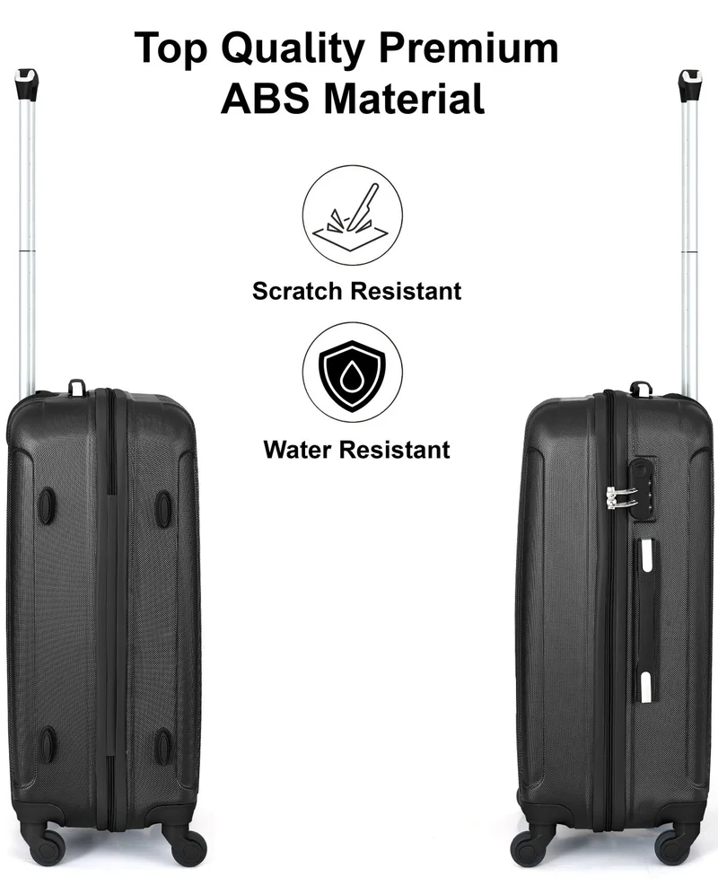 Senator 20 Hard Case Travel Bag Cabin Luggage Trolley ABS Lightweight Suitcase with 4 Spinner Wheels KH132, Black  | Best Price UAE