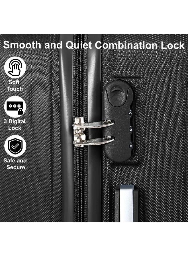 Senator 20 Hard Case Travel Bag Cabin Luggage Trolley ABS Lightweight Suitcase with 4 Spinner Wheels KH132, Black  | Best Price UAE